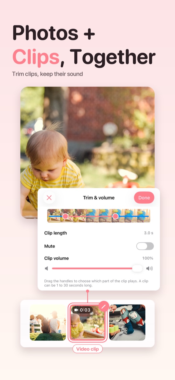 Photos and clips, together