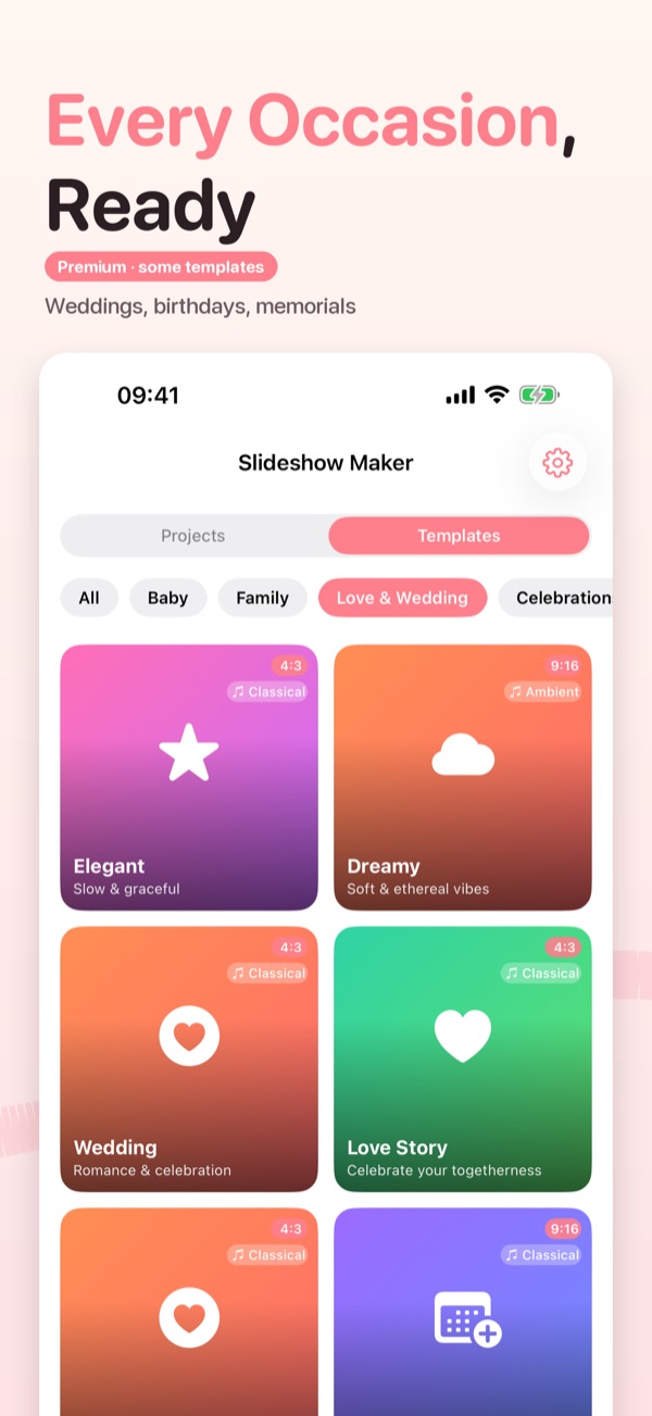 Slideshow Maker templates for every occasion